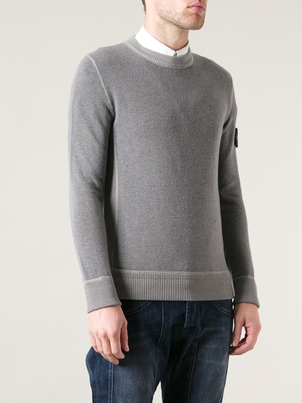Lyst - Stone Island Fitted Jumper in Gray for Men