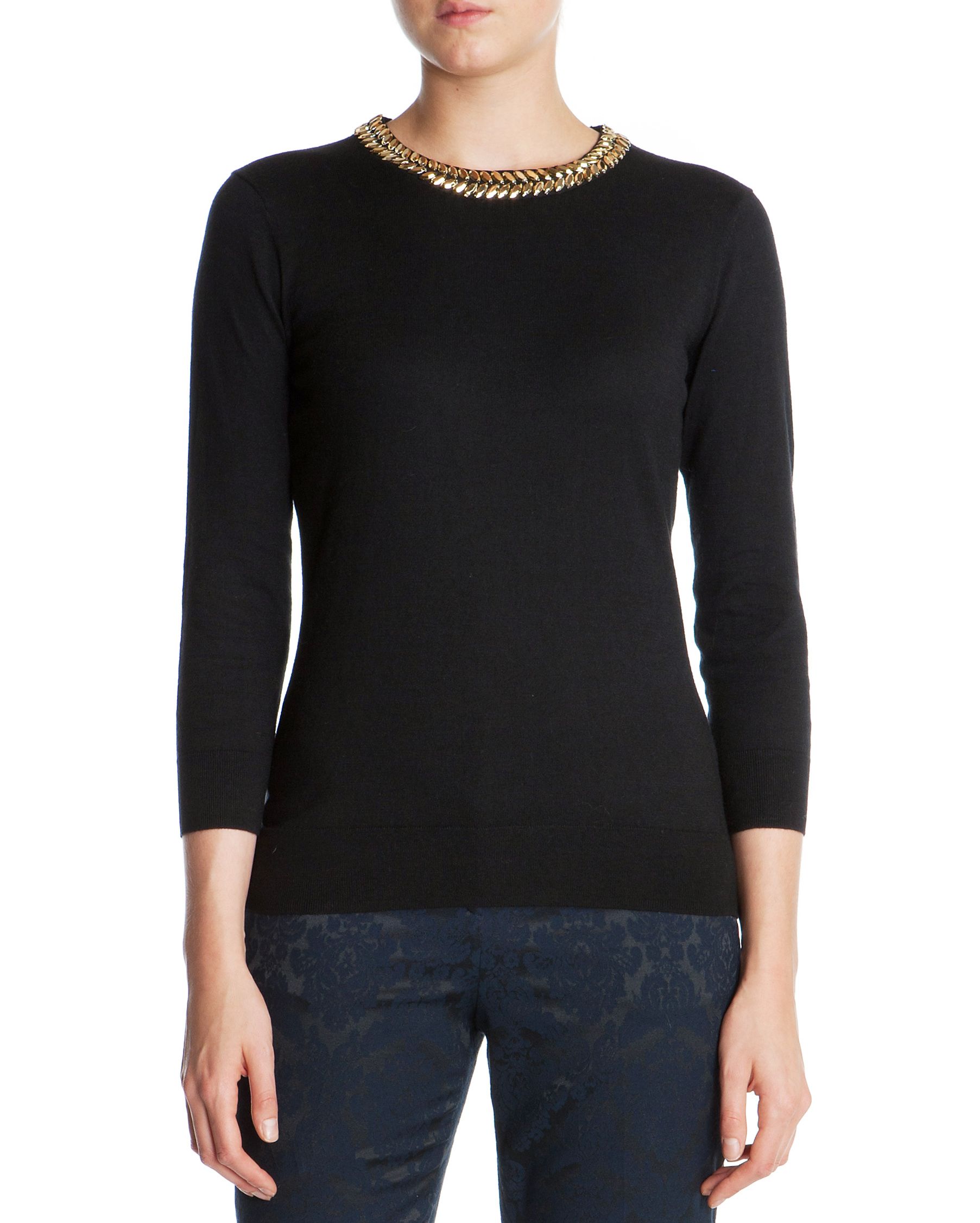 Ted baker Tahin Embellished Neck Sweater in Black Lyst