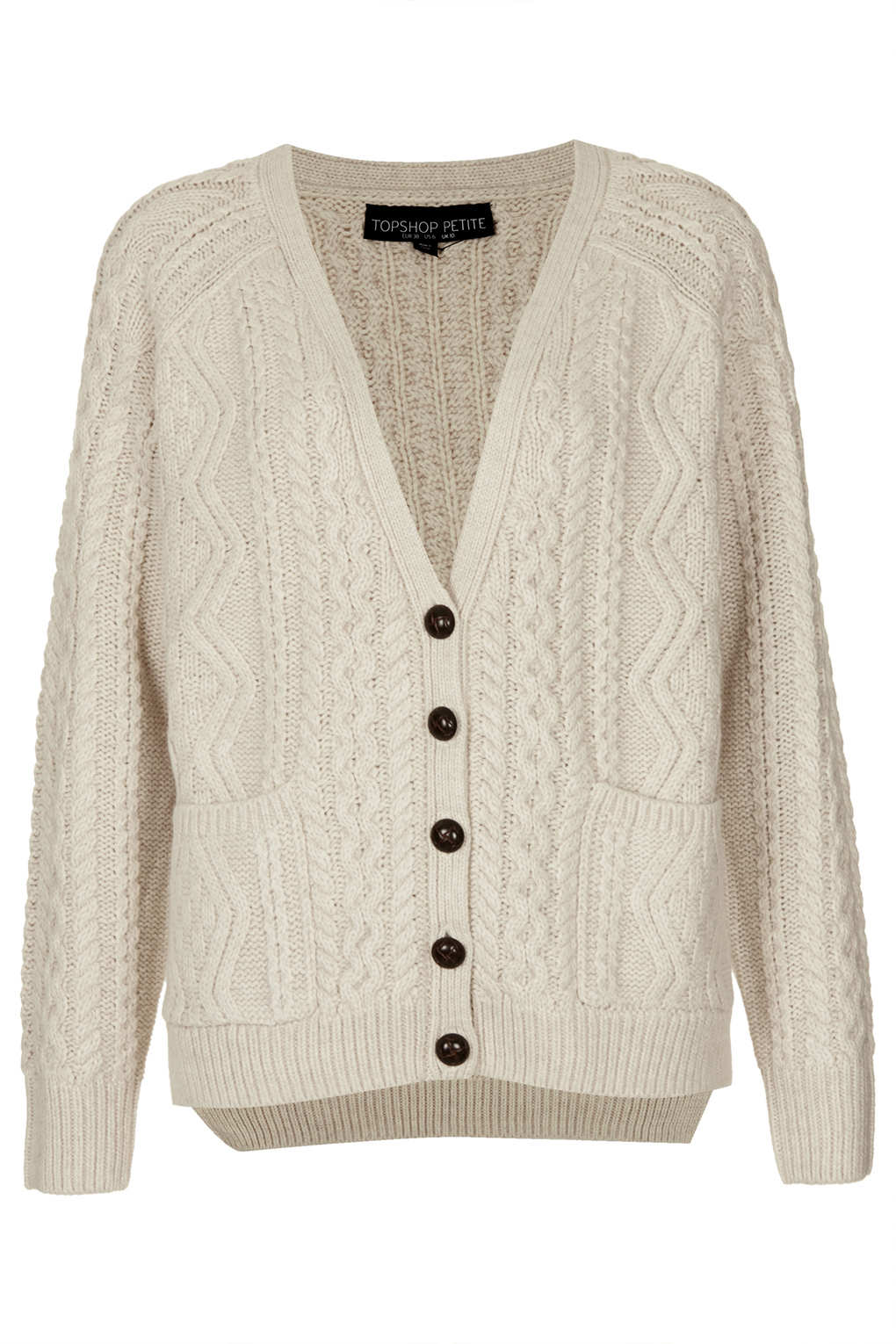TOPSHOP Petite Knitted Angora Cable Cardigan in Cream (Natural) - Lyst