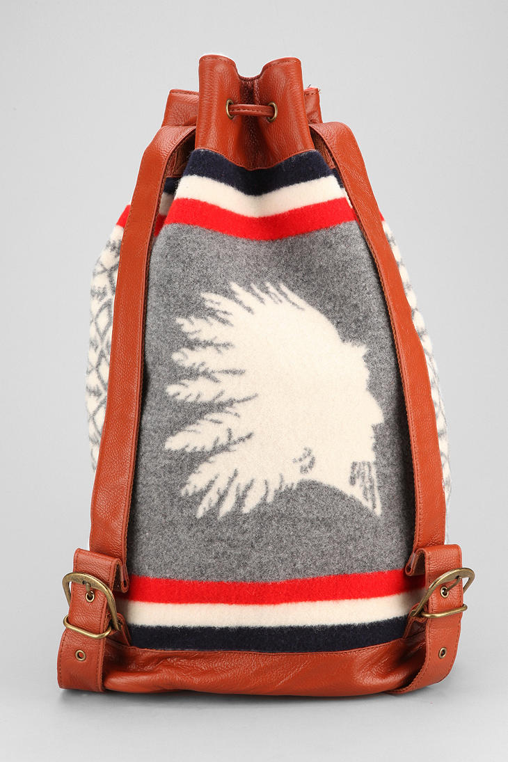 Urban Outers Gray Pendleton Blanket Veganleather Backpack For Men