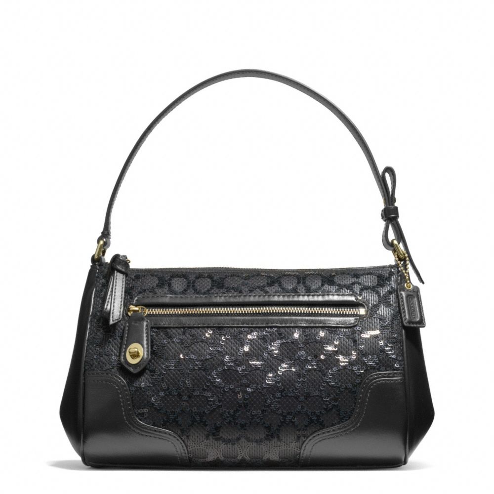 Lyst Coach Poppy Top Handle Pouch in Sequin Signature C Fabric in Black