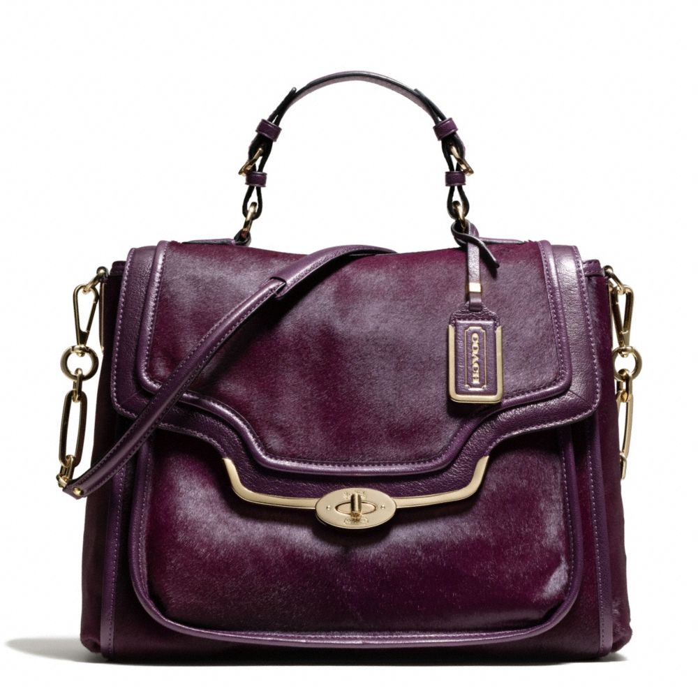 Coach Madison Sadie Flap Satchel in Mixed Haircalf in Purple (LIGHT ...