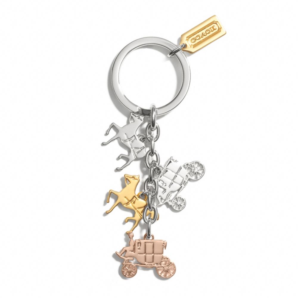 COACH Horse and Carriage Multi Mix Key Ring in Metallic Lyst