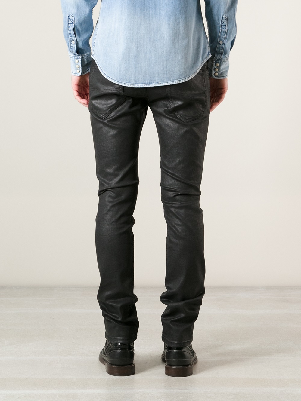 black wax denim pants
