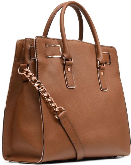 Michael Michael Kors Large Hamilton Saffiano Tote in Brown (LUGGAGE) | Lyst