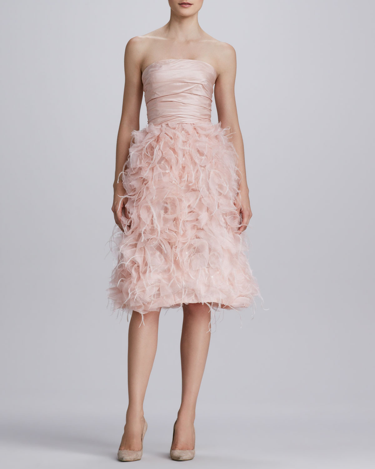 oscar de la renta feather dress