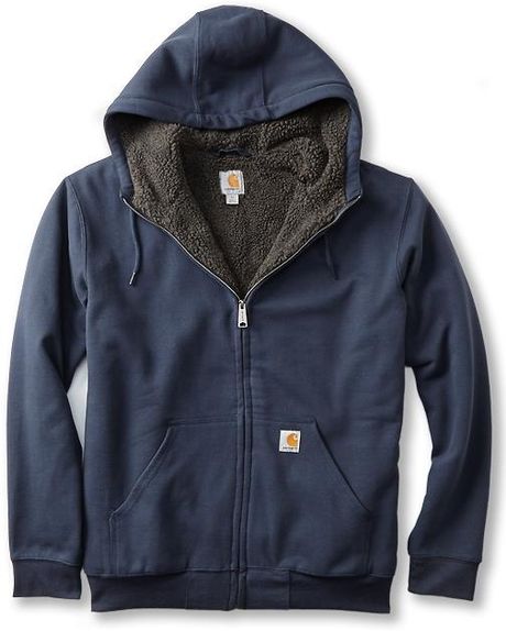 Carhartt Sherpa Lined Brushed Fleece Hoodie in Blue for Men (New Navy ...