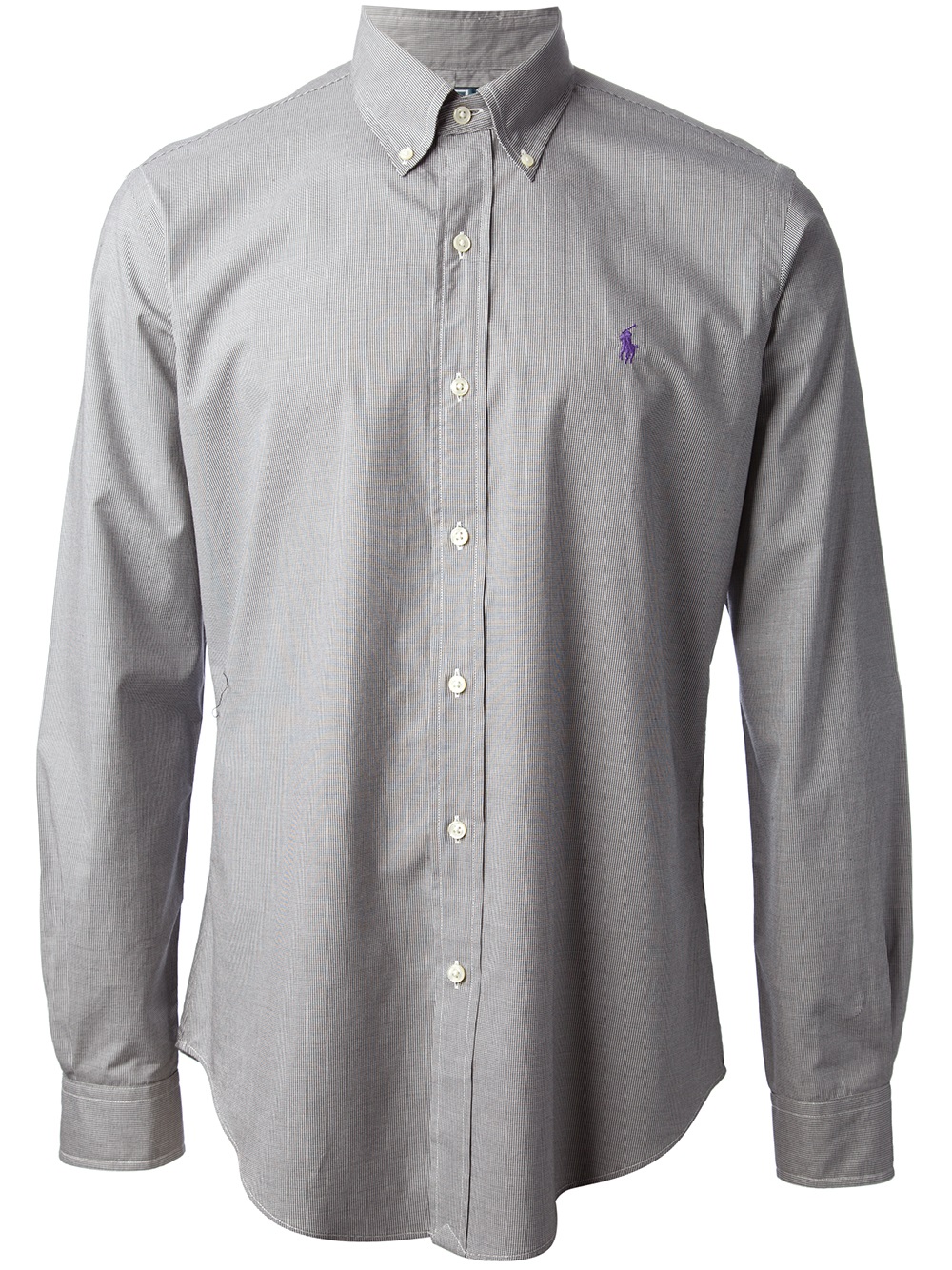 Polo Ralph Microcheck Button Down Shirt in Gray for Men | Lyst