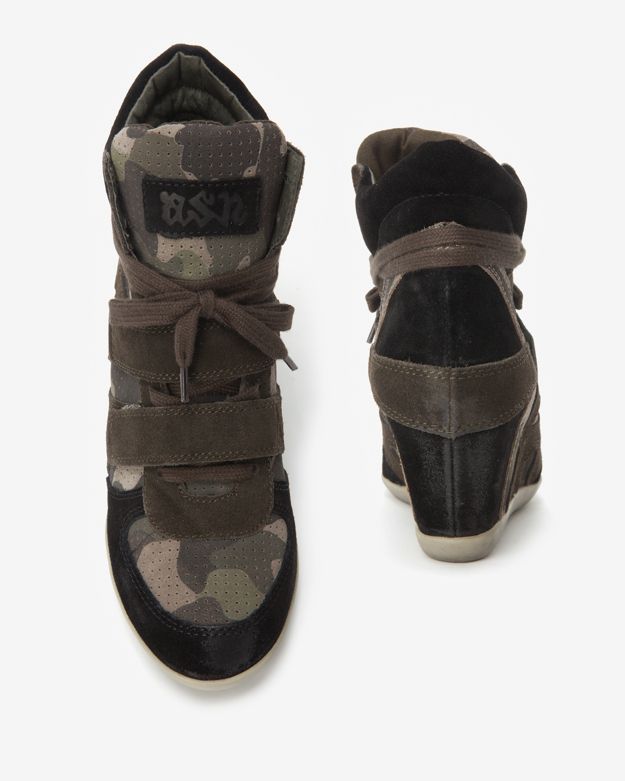 camo print wedge sneakers