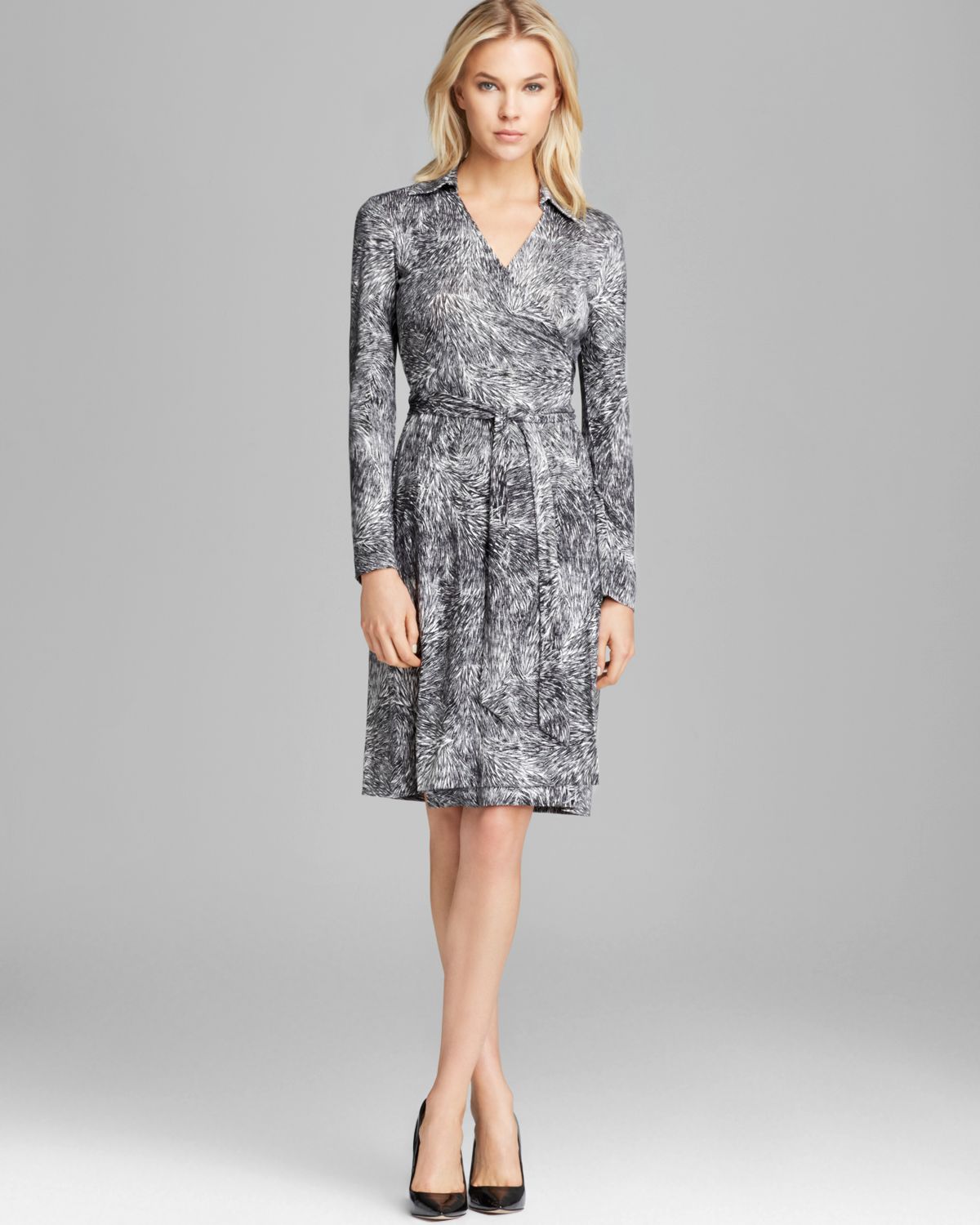 Diane Von Furstenberg Wrap Dress New Jeanne Two in Gray (Wild Black) | Lyst