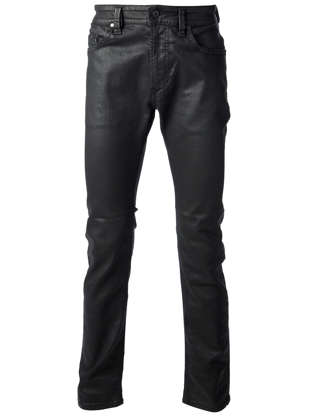 DIESEL Waxed Denim Jeans in Black for Men - Lyst