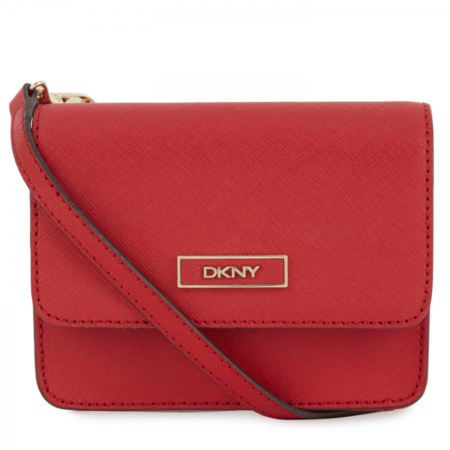 Dkny Saffiano Mini Leather Crossbody Bag in Red | Lyst