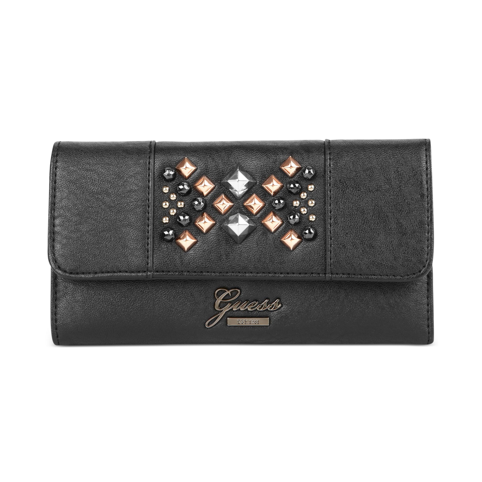 Lyst Guess Handbag Jinan Slim Clutch Wallet in Black