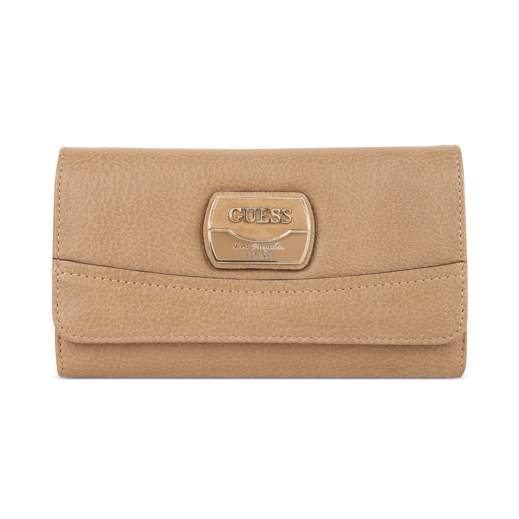 Guess Handbag Hazelton Slim Clutch Wallet in Beige (Camel) | Lyst