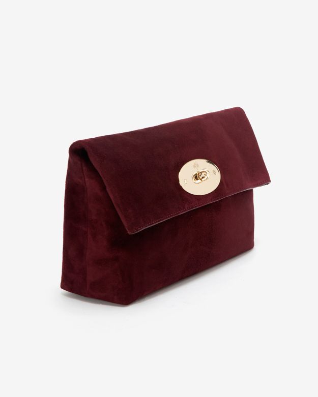 mulberry suede clutch