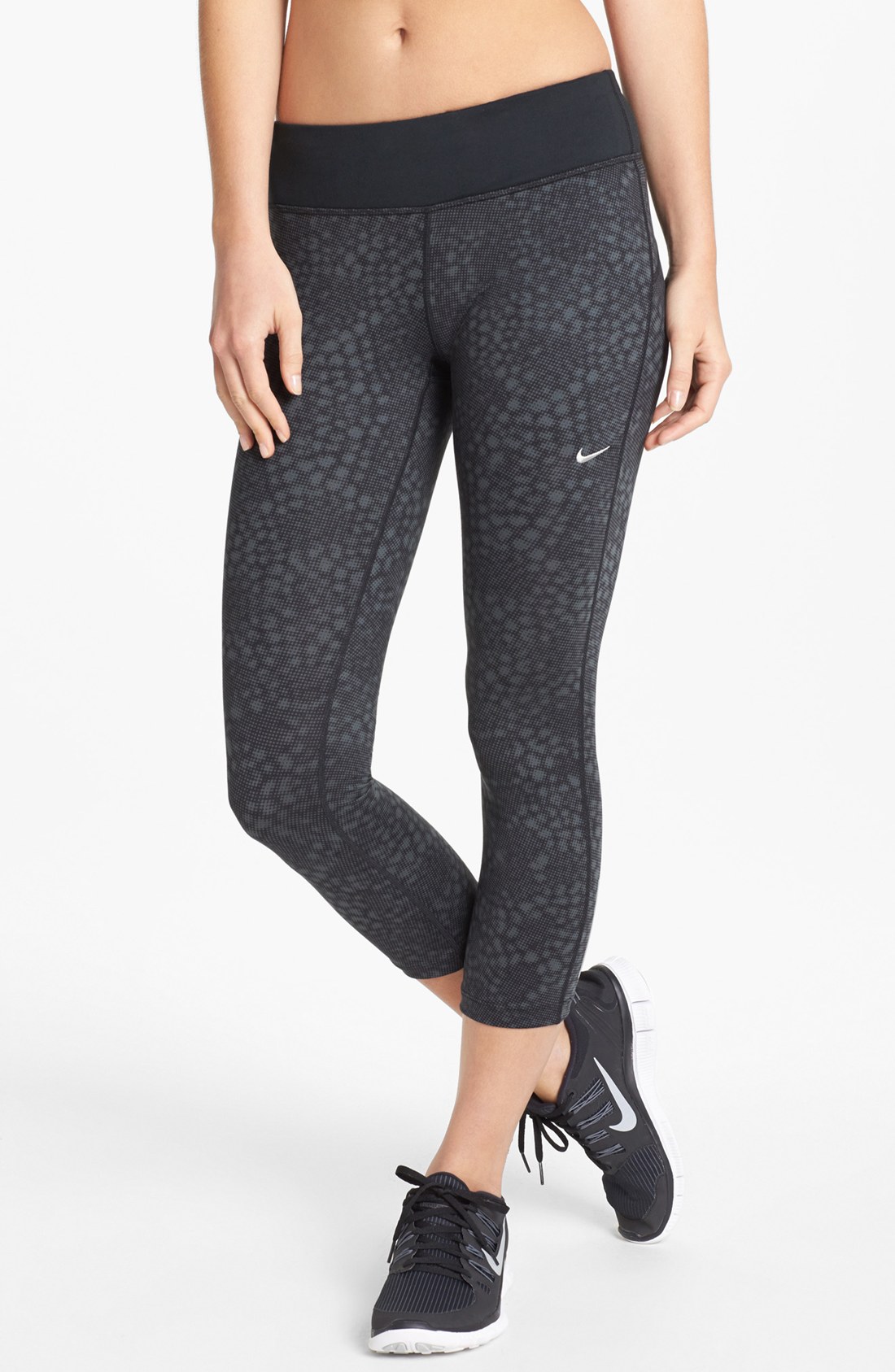 Nike Epic Run Print Crop Leggings in Black (Black/ Anthracite) | Lyst