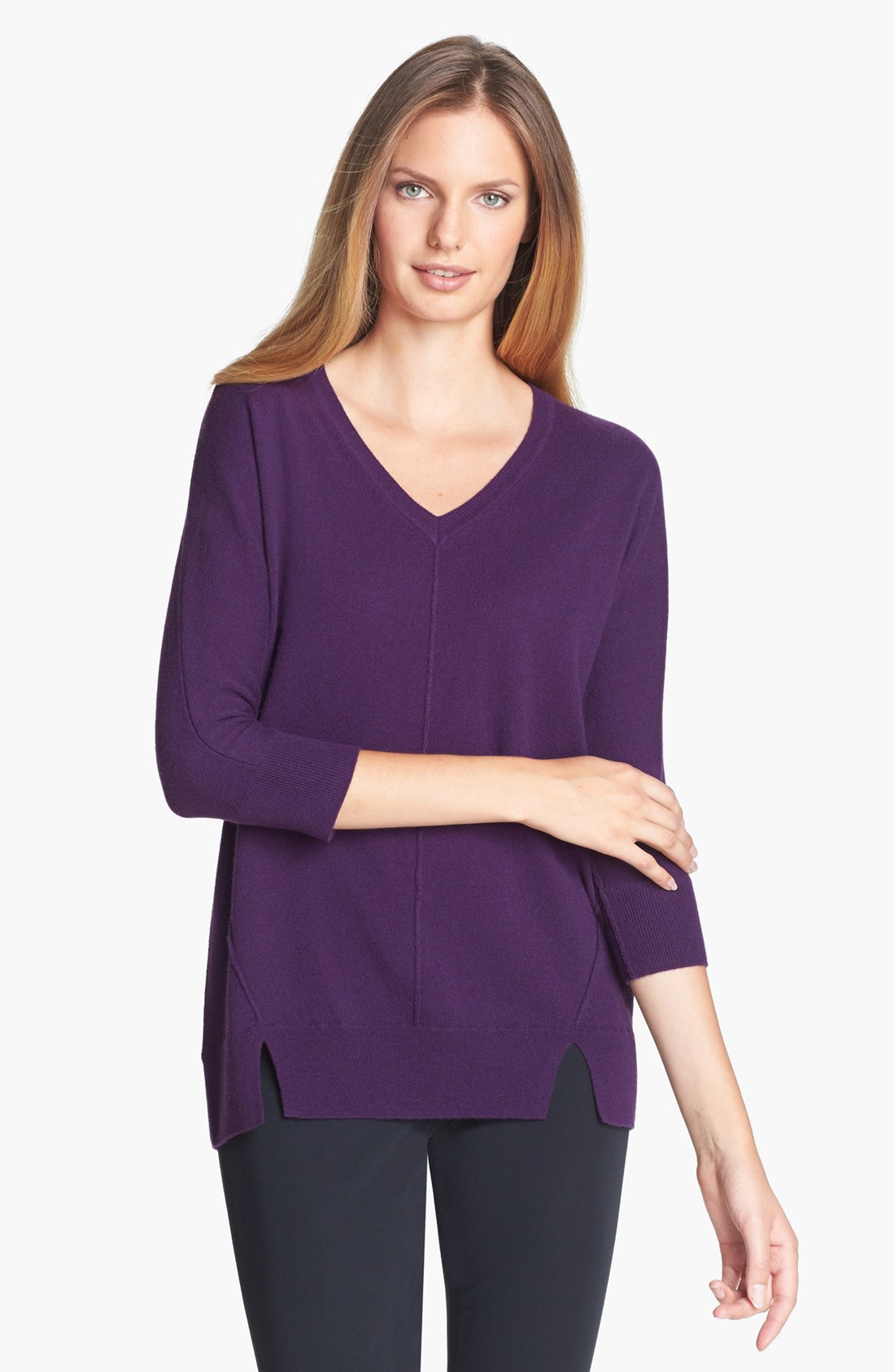 Nordstrom Collection Vneck Cashmere Sweater in Purple (Purple Pennant ...