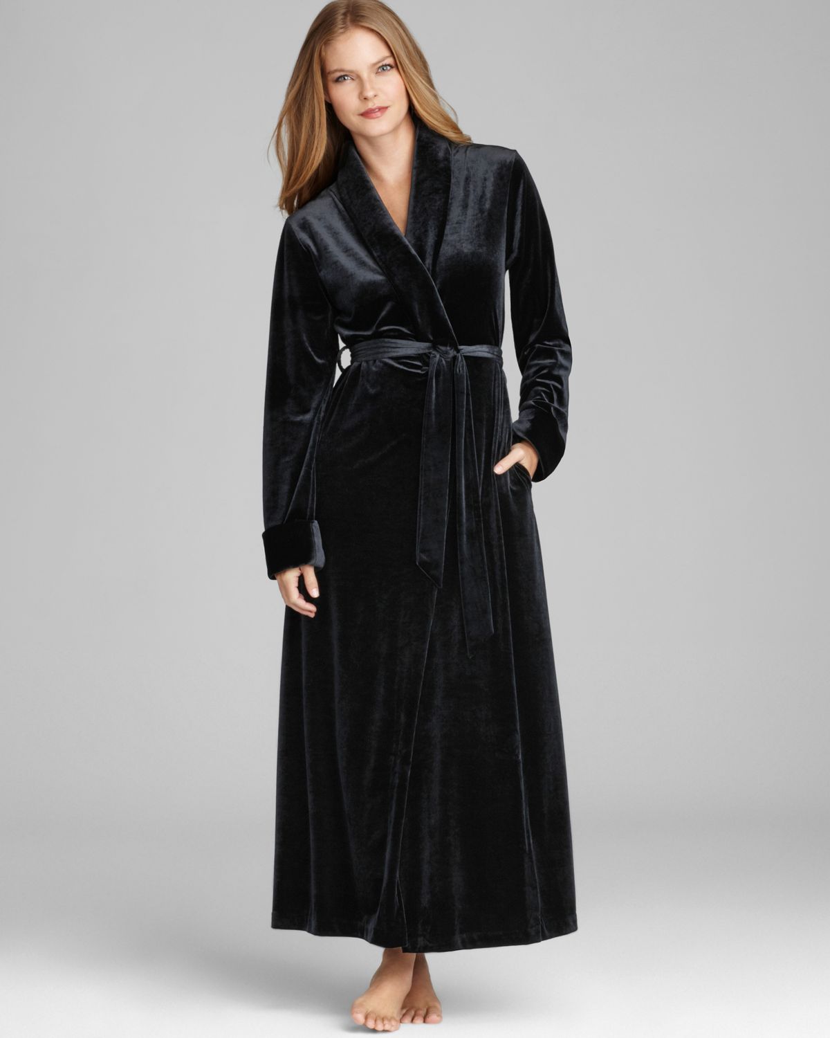 Black velvet robe womens Clearance