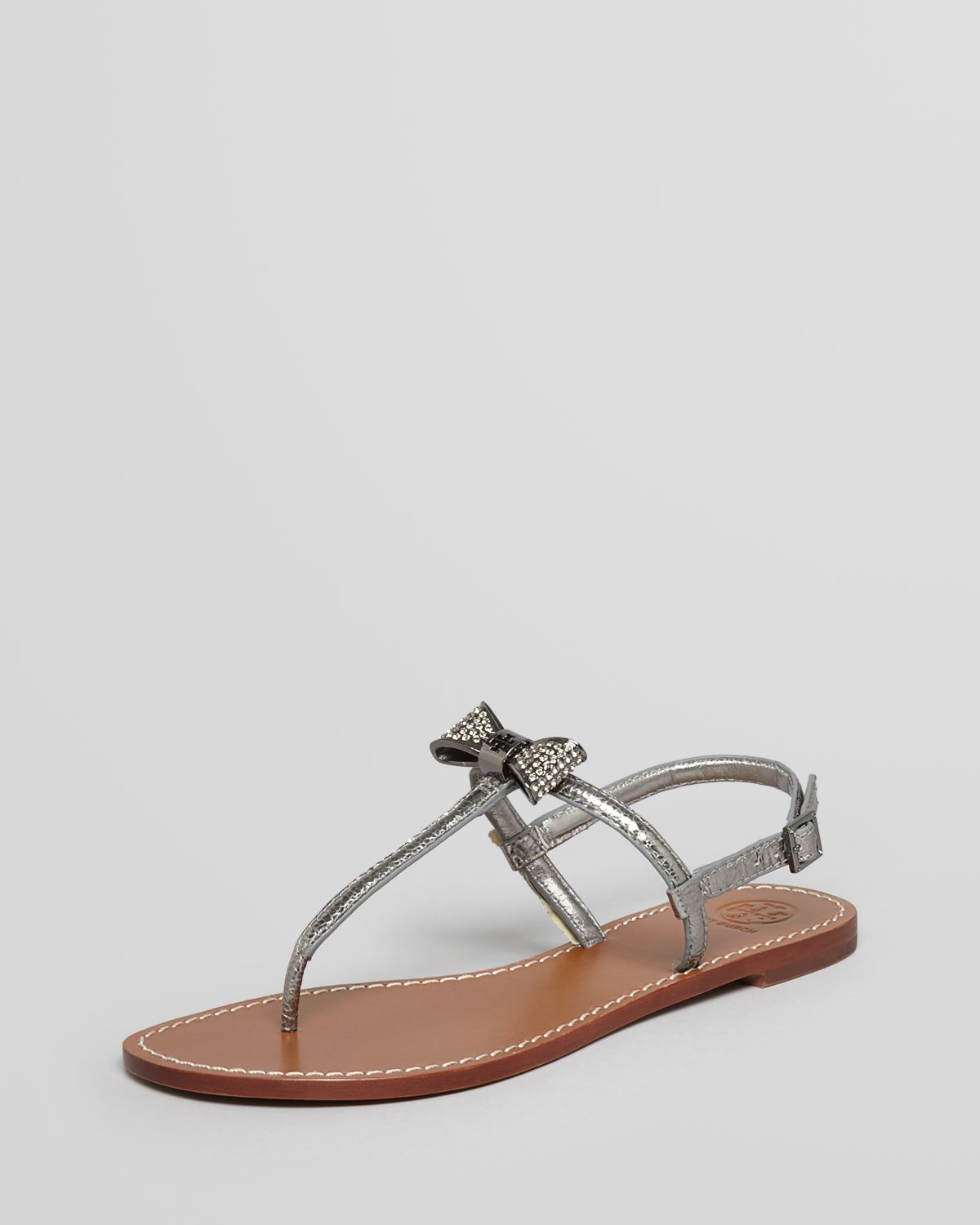 tory burch miller pave logo slide thong sandals