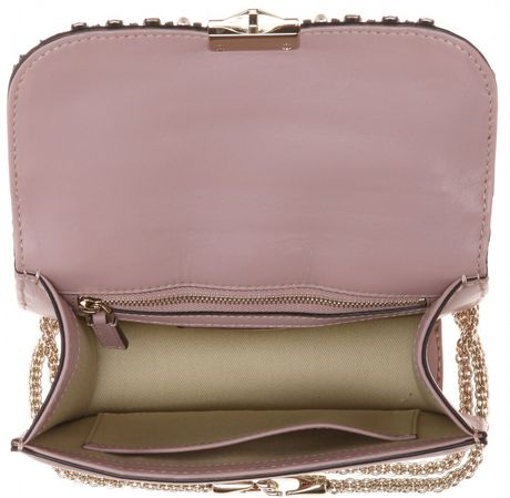 Valentino Lock Small Embellished Leather Shoulder Bag in Pink (rose) | Lyst