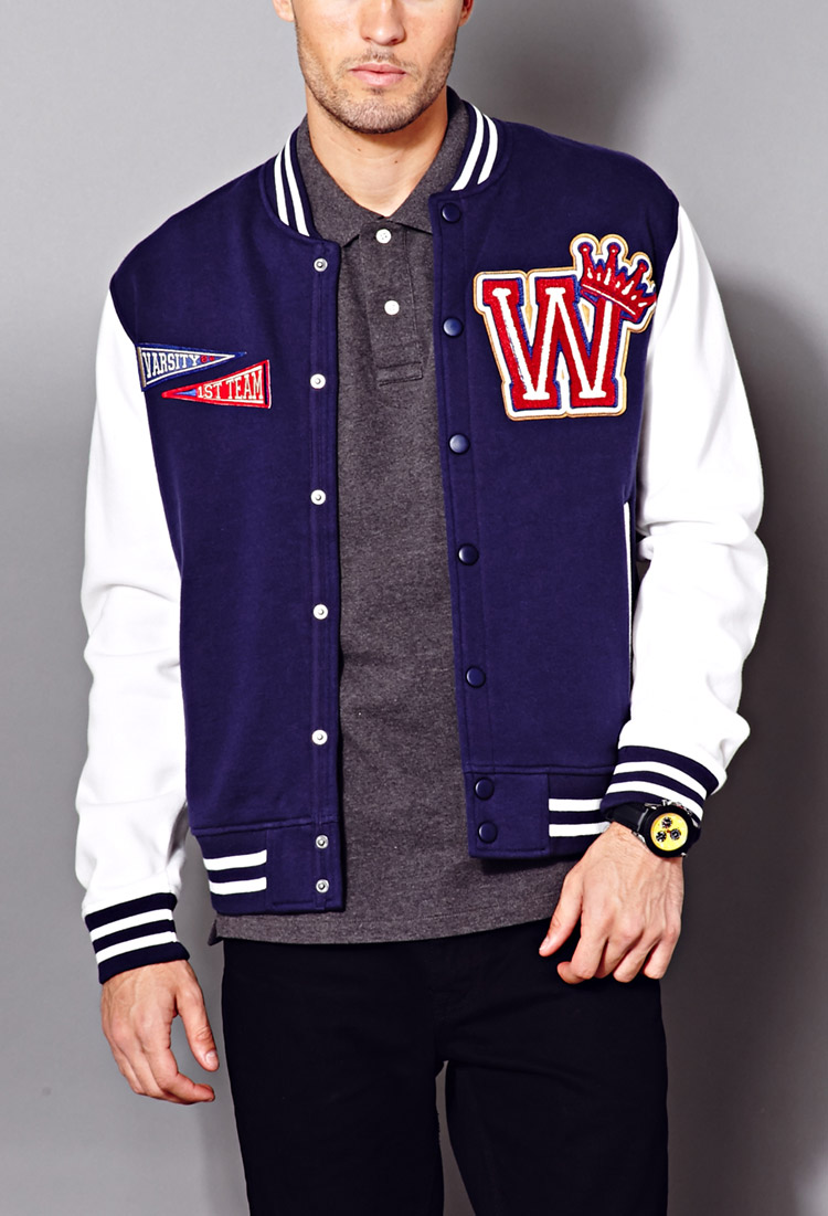 Lyst Forever 21 Halftime Varsity Jacket in Natural for Men