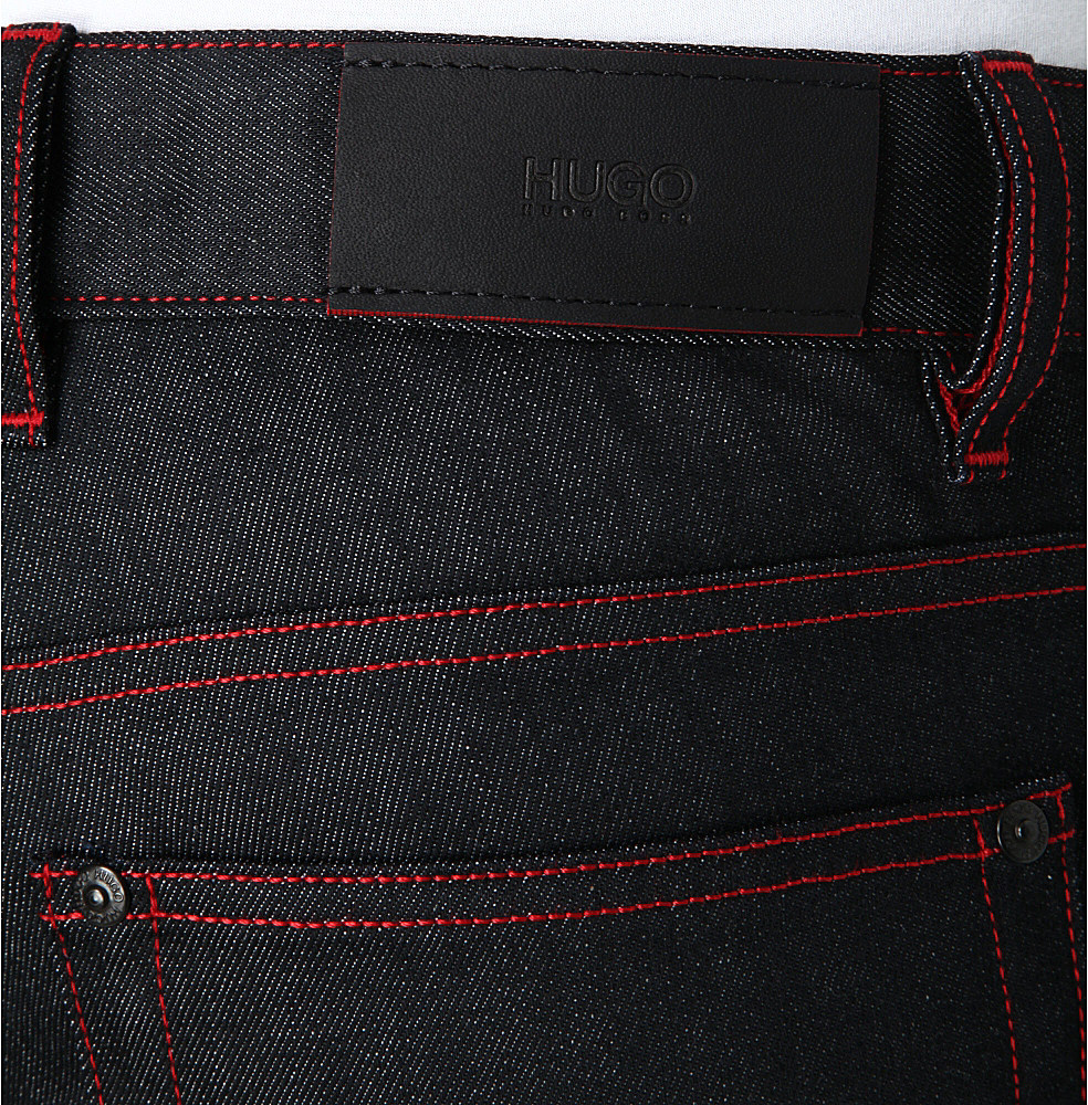 mens black jeans with red stitching