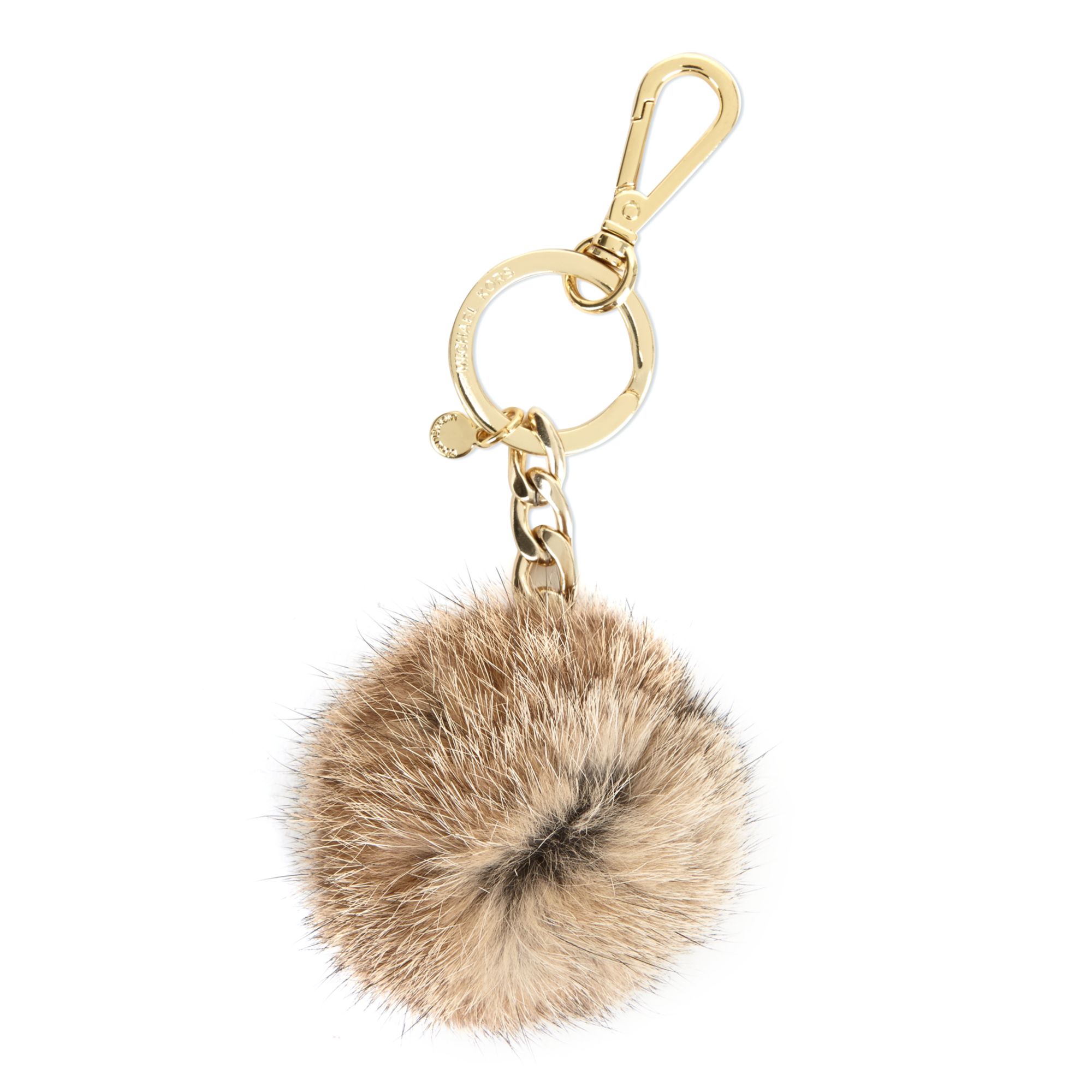 Lyst Michael Kors Fur Pom Pom Key Ring in Natural