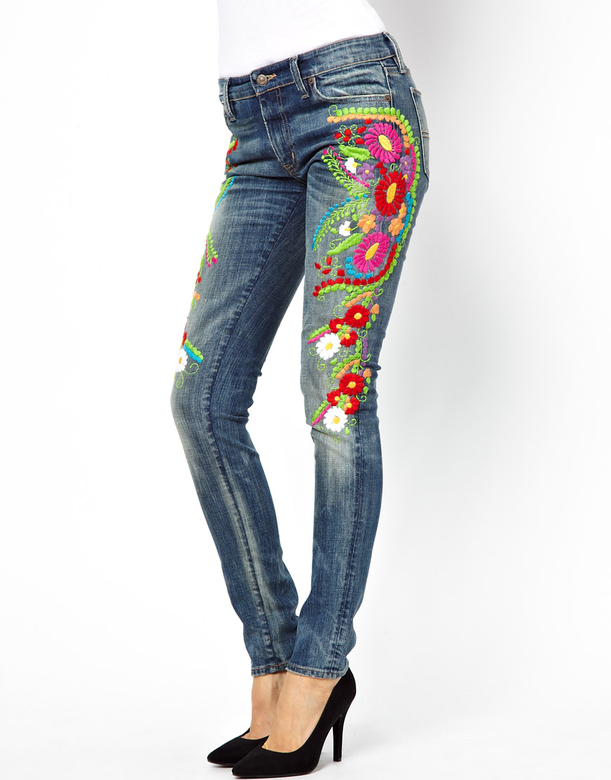 Ralph Lauren Embroidered Skinny Jeans | Lyst