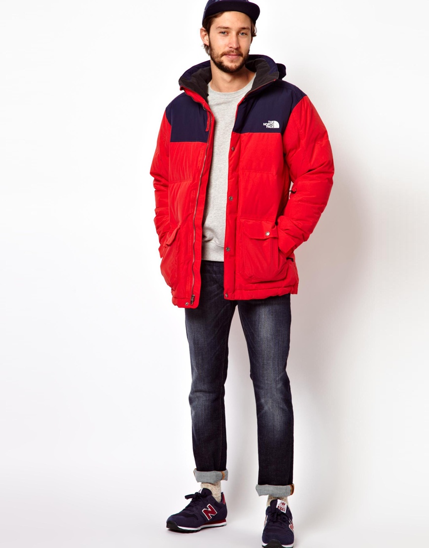 north face down jacket red