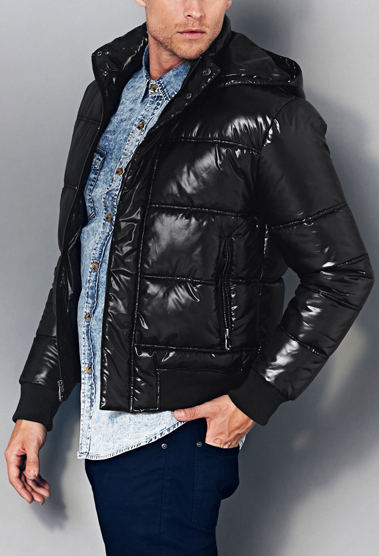 Lyst - Forever 21 Coated Puffer Jacket in Black for Men