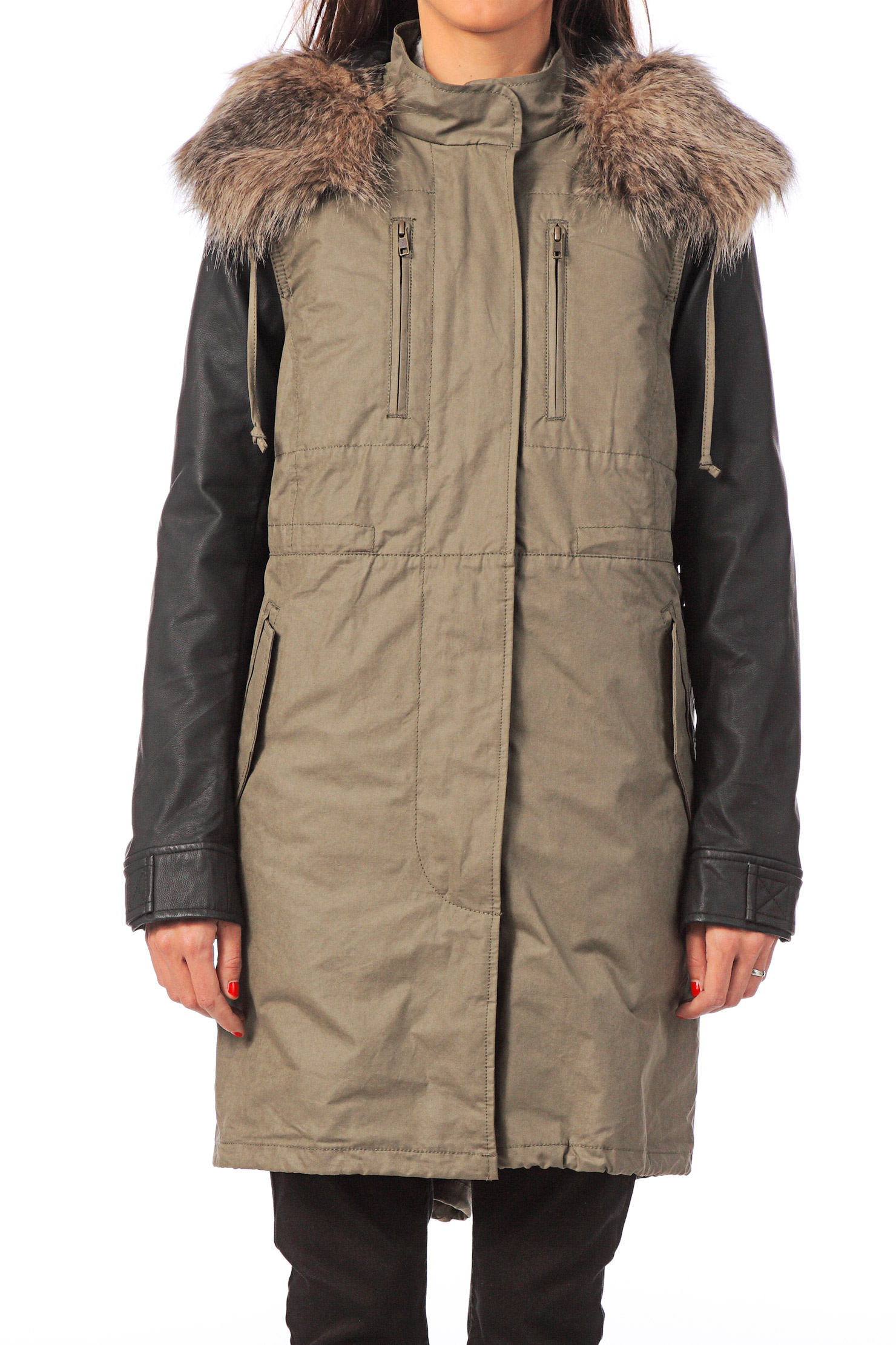 french connection olive green parka