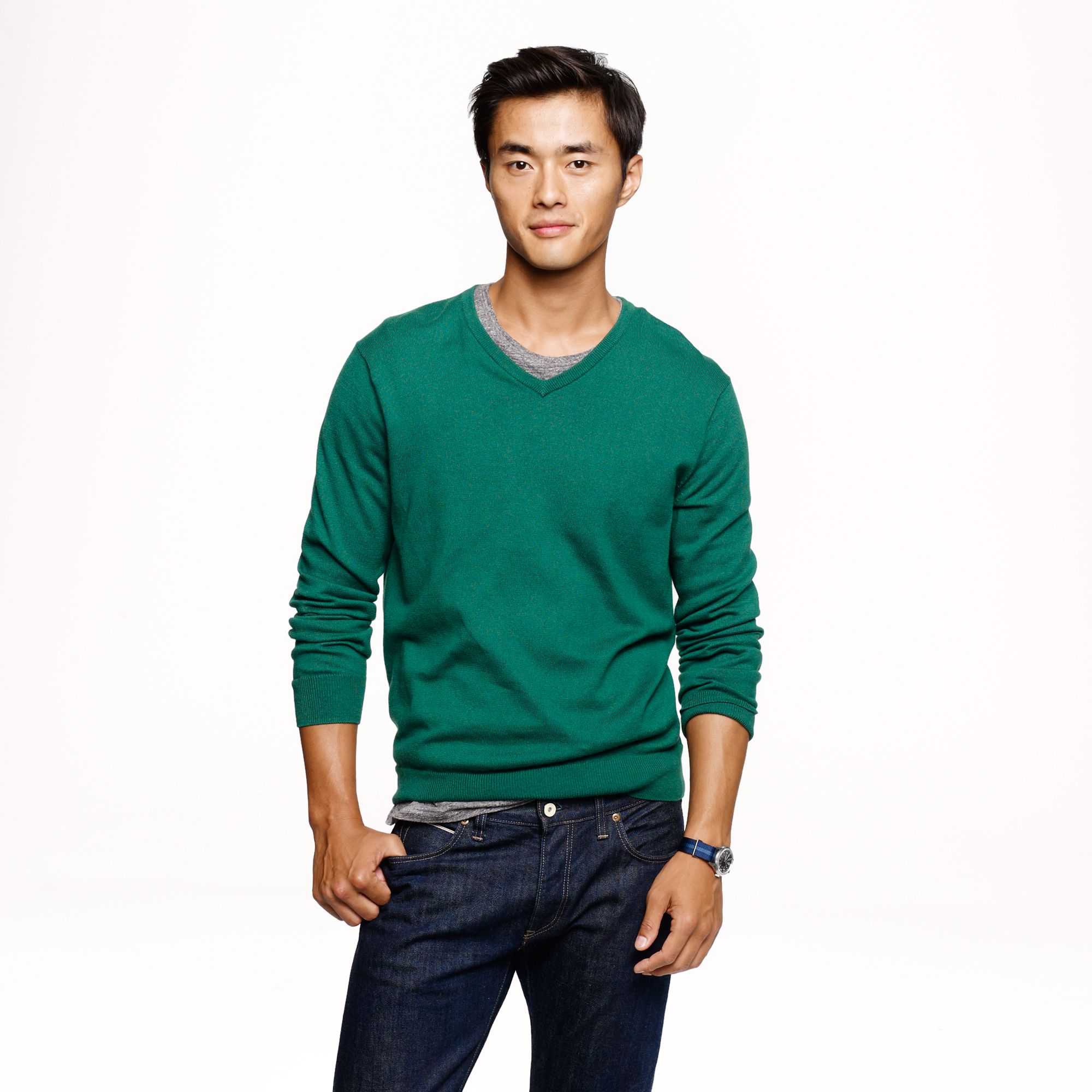 cotton cashmere v neck sweater