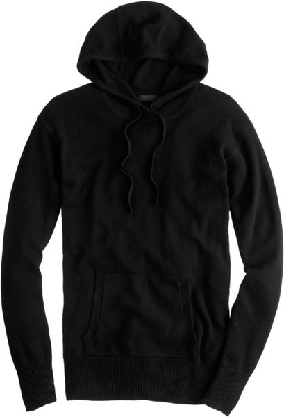 J.crew Collection Cashmere Popover Hoodie in Black | Lyst