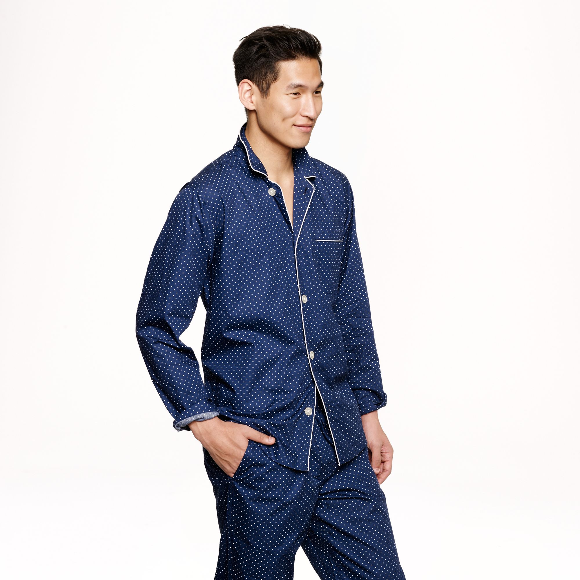 J.Crew Slim Cotton Poplin Pajama Set in Navy Dots in Blue for Men - Lyst