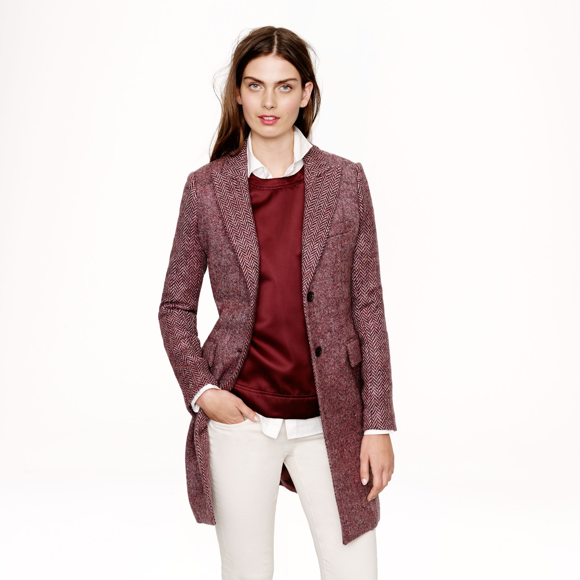 red herringbone coat