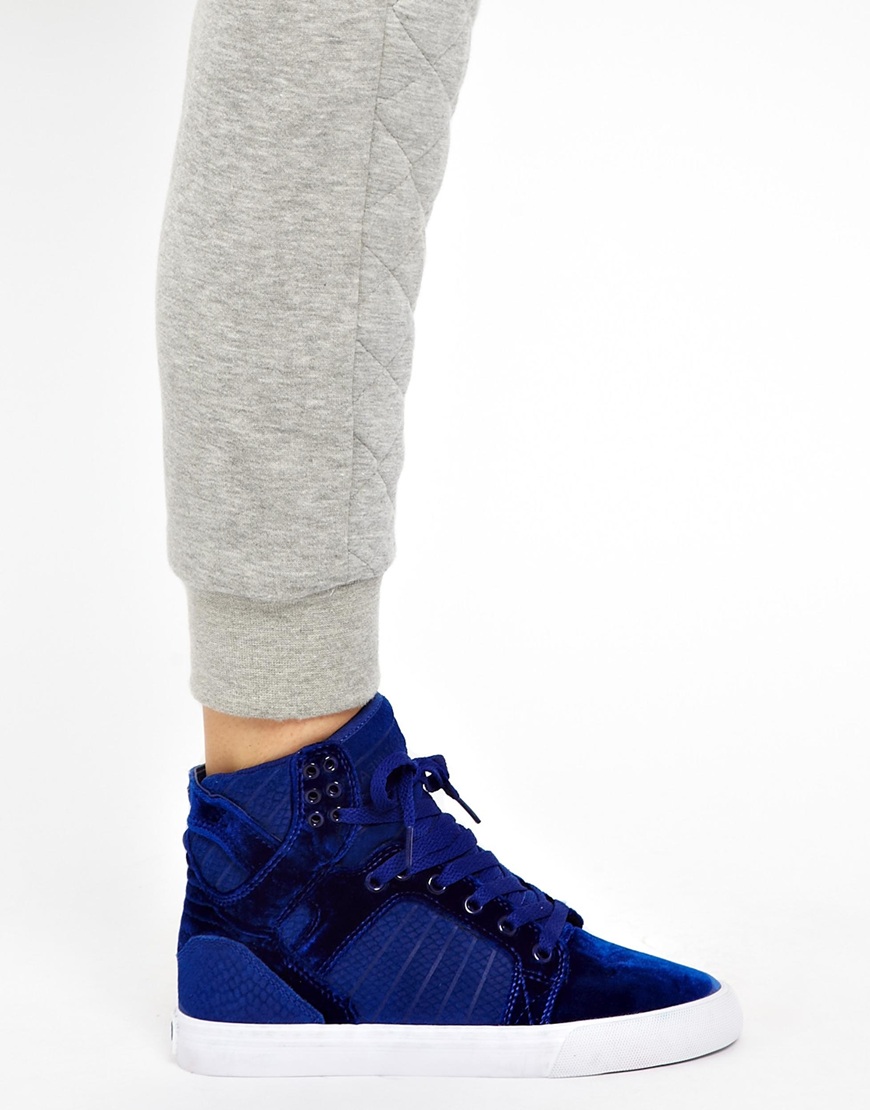 Supra Skytop Blue Velvet High Top Sneakers - Lyst