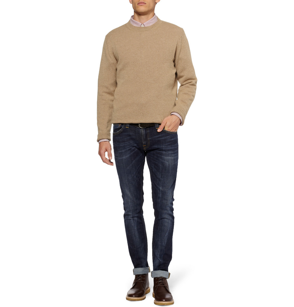 A.P.C. Camel Crew Neck Sweater in Natural for Men - Lyst
