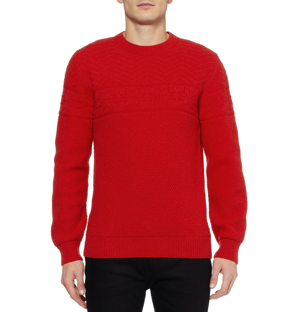 A.P.C. Patterned Merino Wool Sweater in Red for Men - Lyst