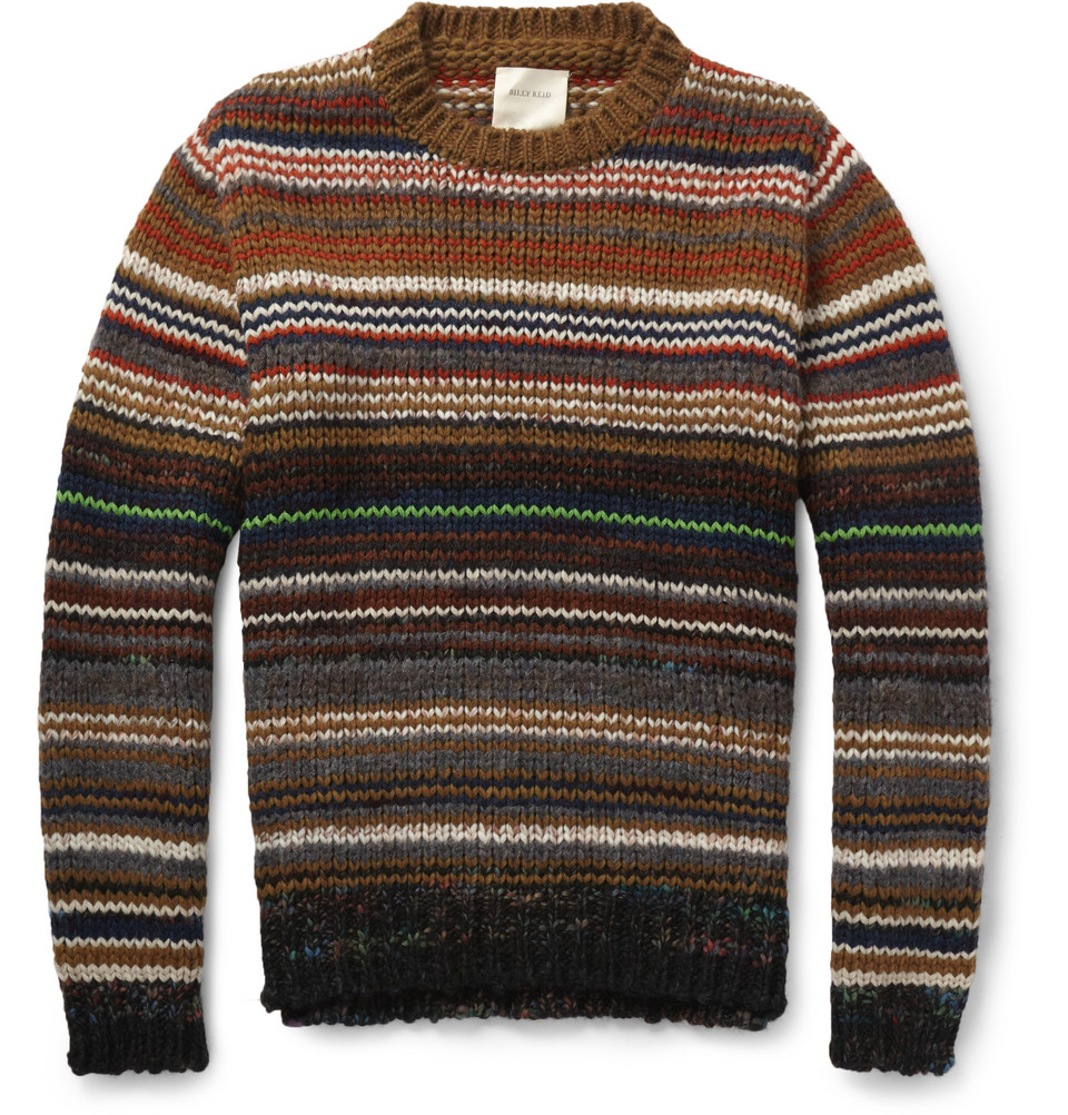 Billy Reid Striped Chunkyknit Sweater in Red for Men - Lyst