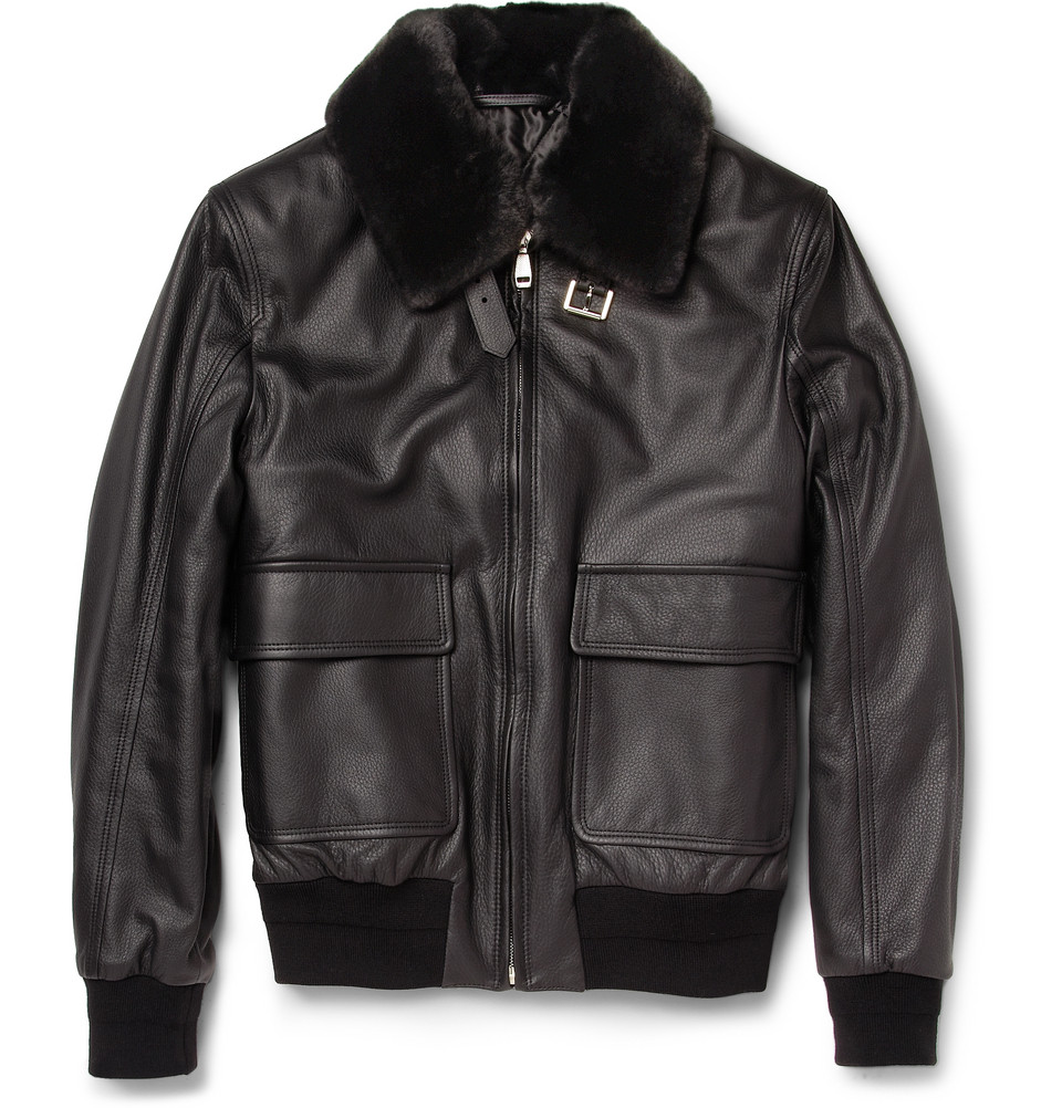 Lyst - Brioni Beaver-Trimmed Leather Jacket in Black for Men