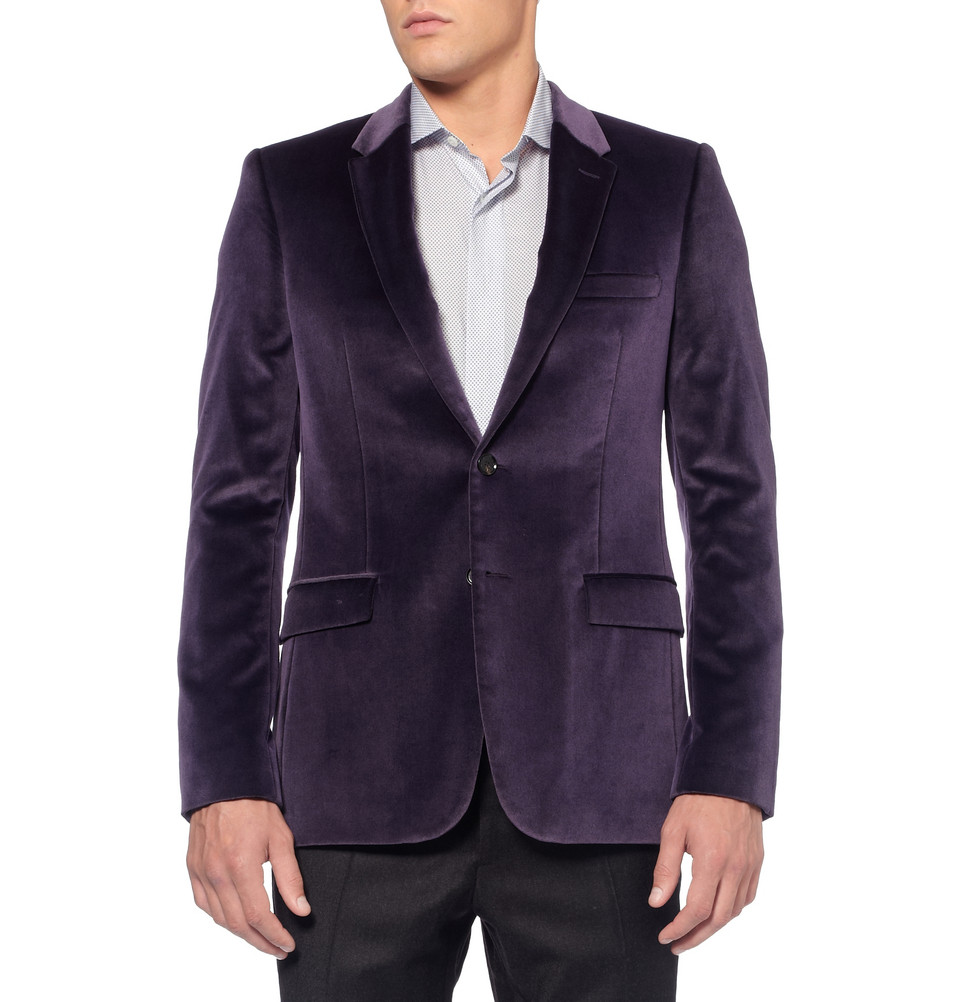 Burberry SlimFit Velvet Blazer in Purple for Men Lyst