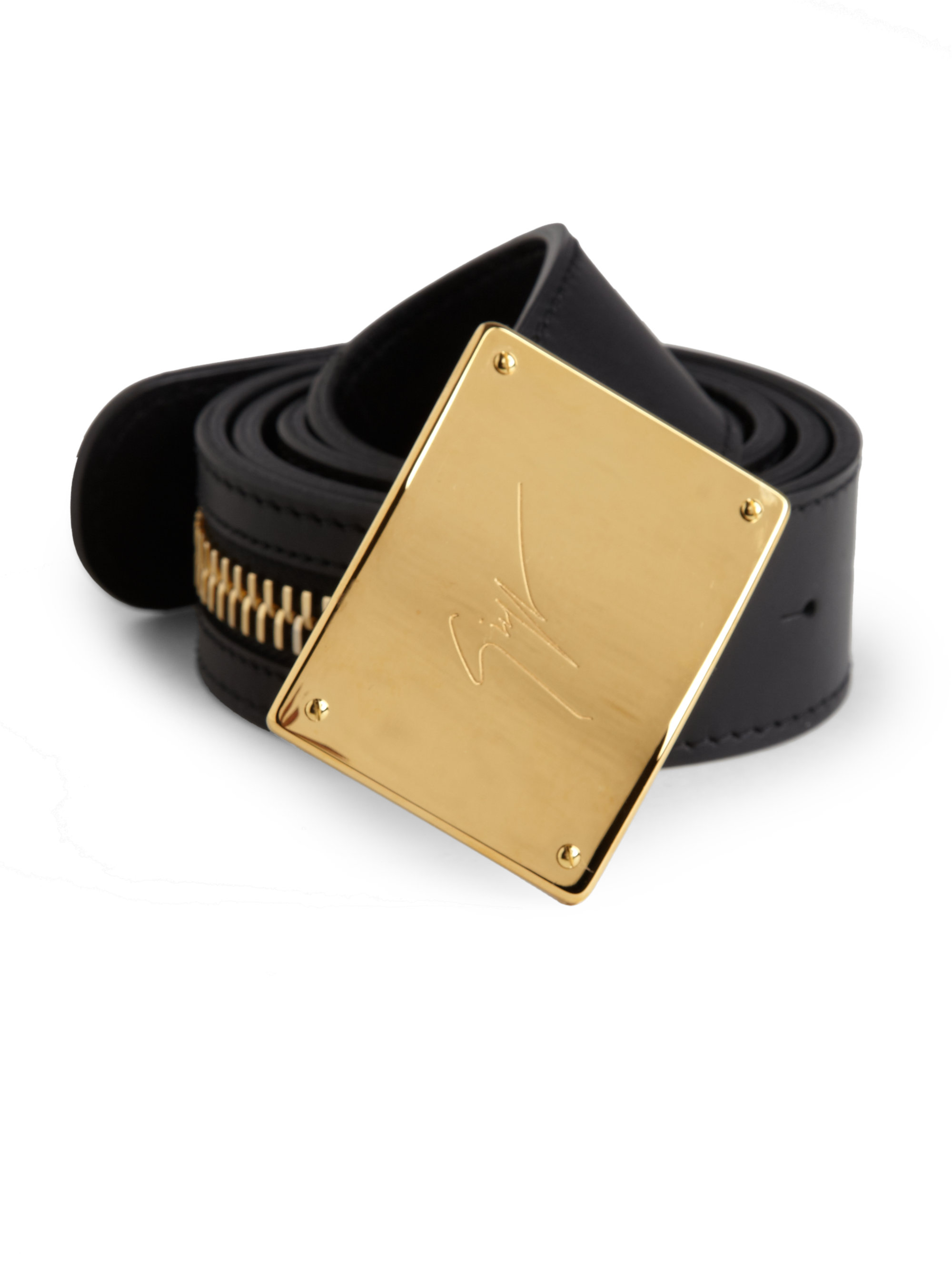 Giuseppe Zanotti Zipper Logo Belt in Black Gold (Black) for Men - Lyst