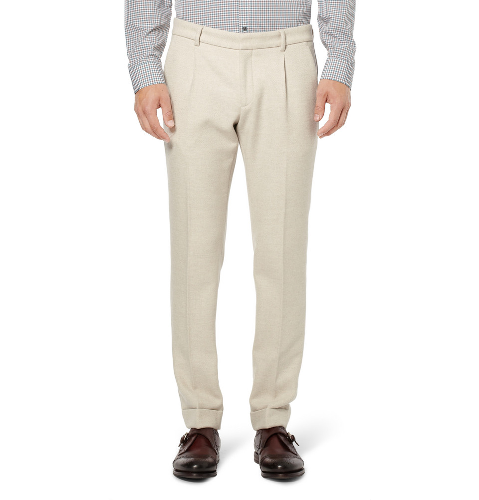 Gucci Flint Regular-Fit Wool Trousers in Natural for Men - Lyst