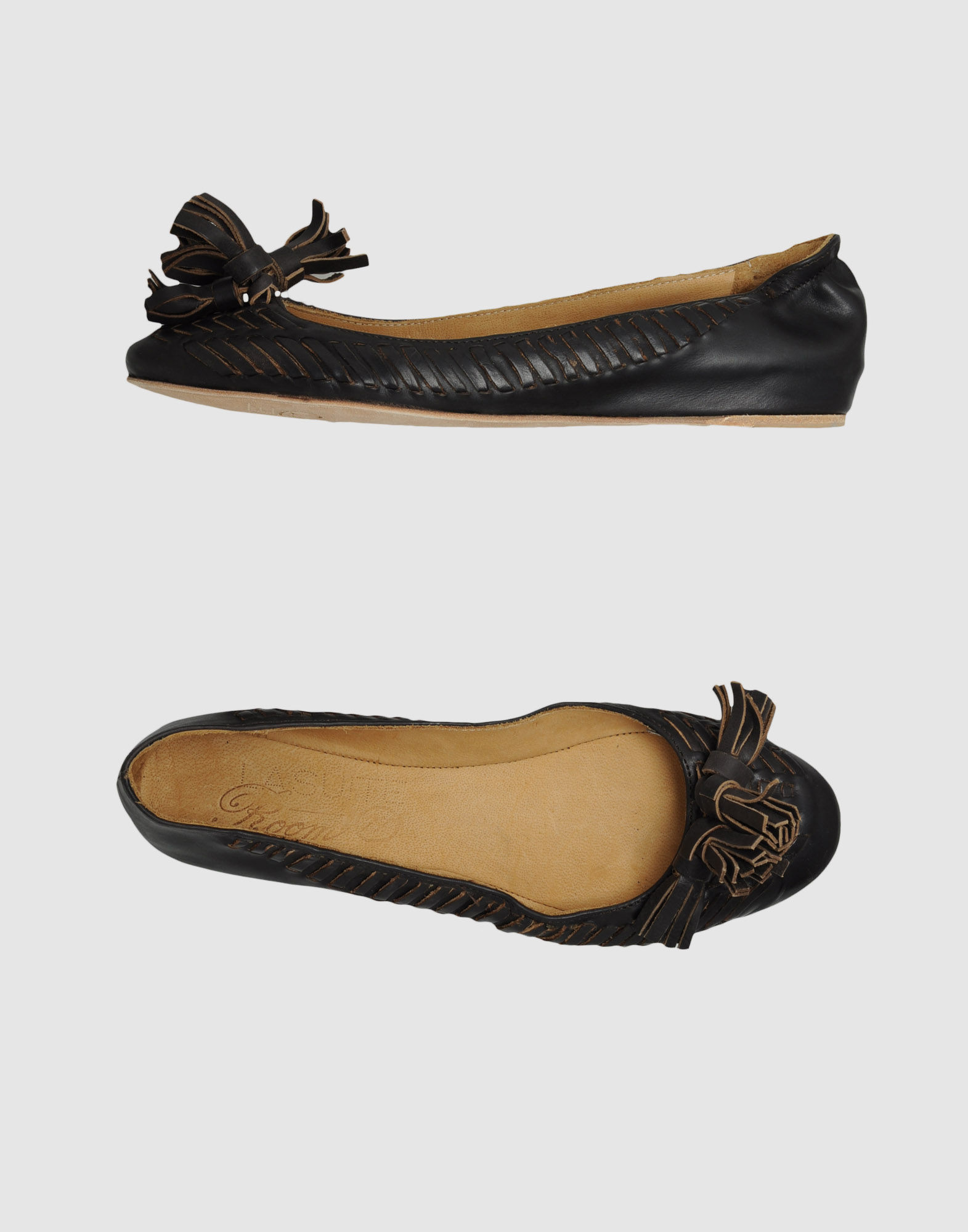 brown pointed ballet flats