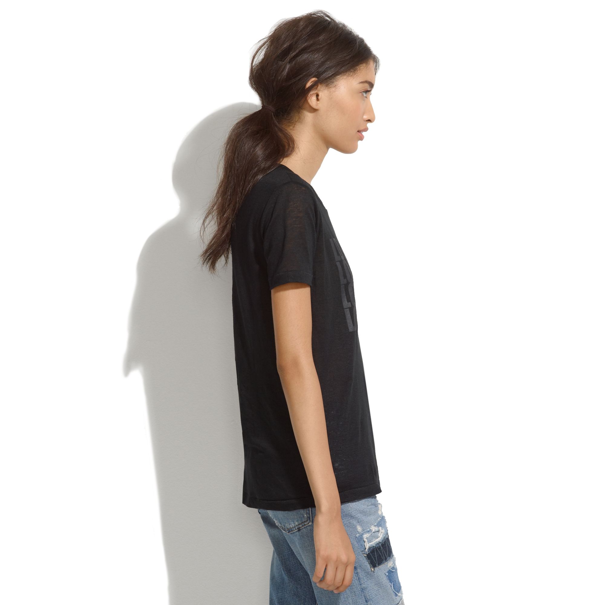 Madewell Linen Los Angeles Tee in Black 