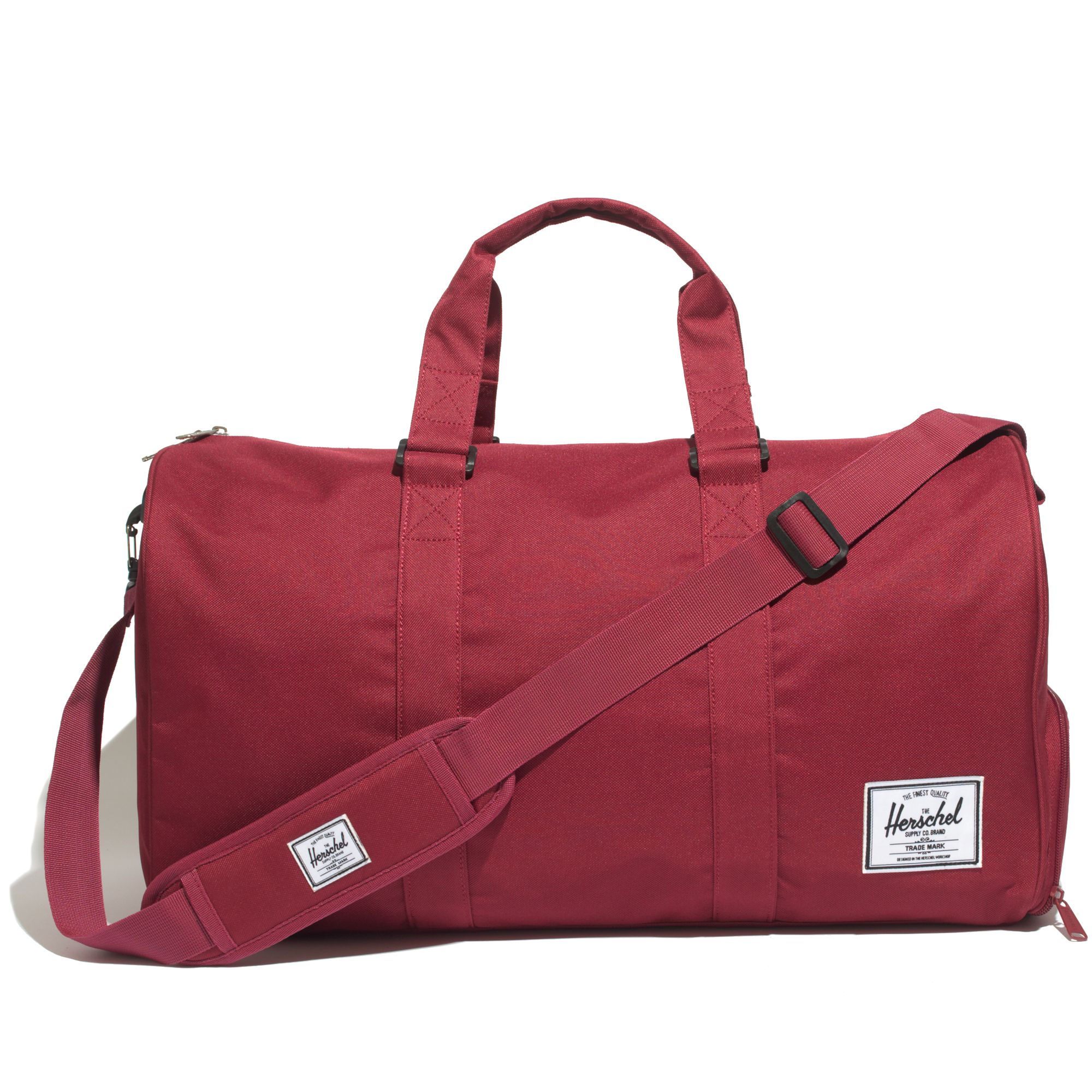 burgundy duffle bag