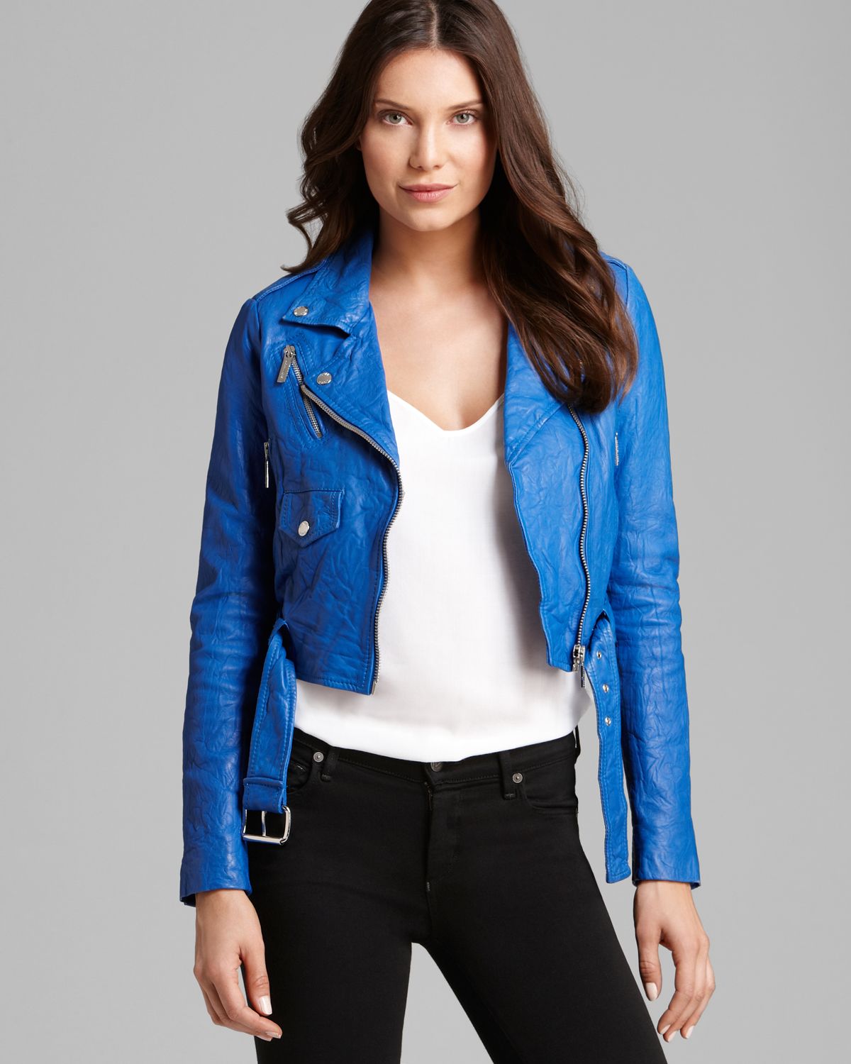 Leather Biker Jacket  Michael Kors