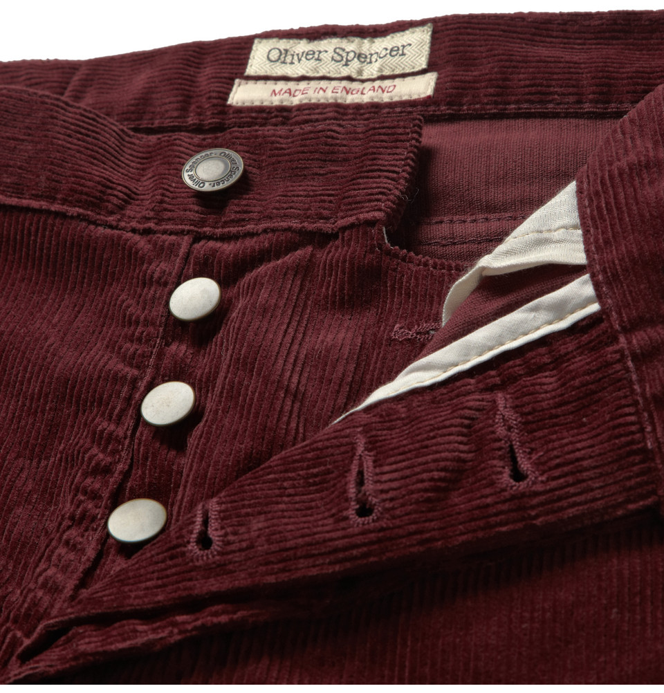 red corduroy trousers