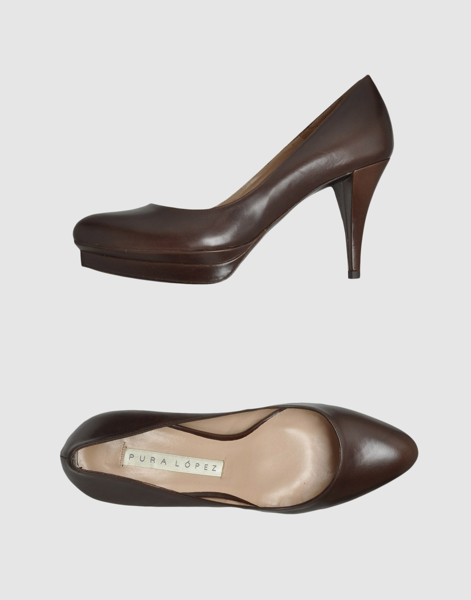 dark brown platform pumps