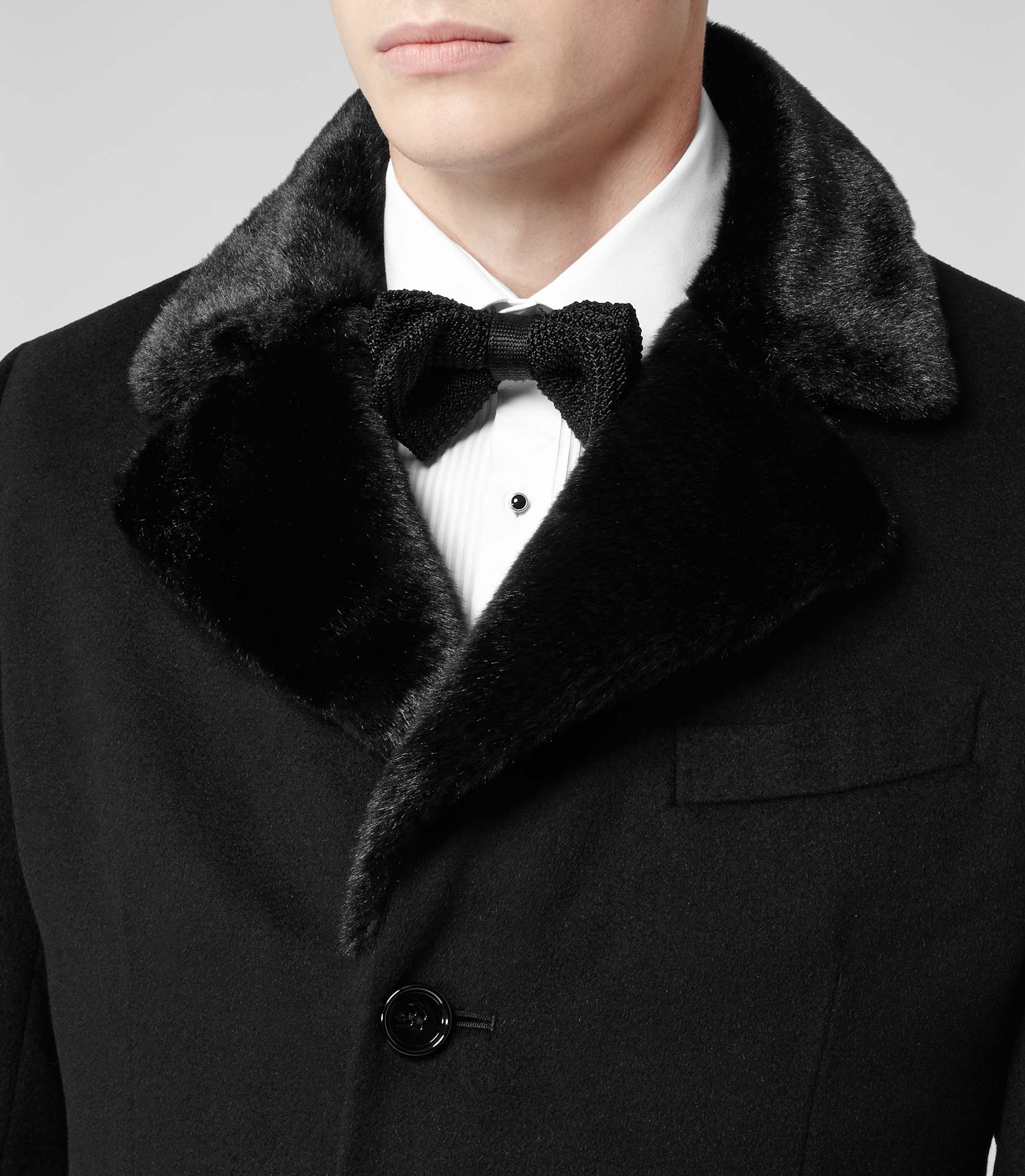 Lyst Reiss King Faux Fur Collar Coat in Black for Men